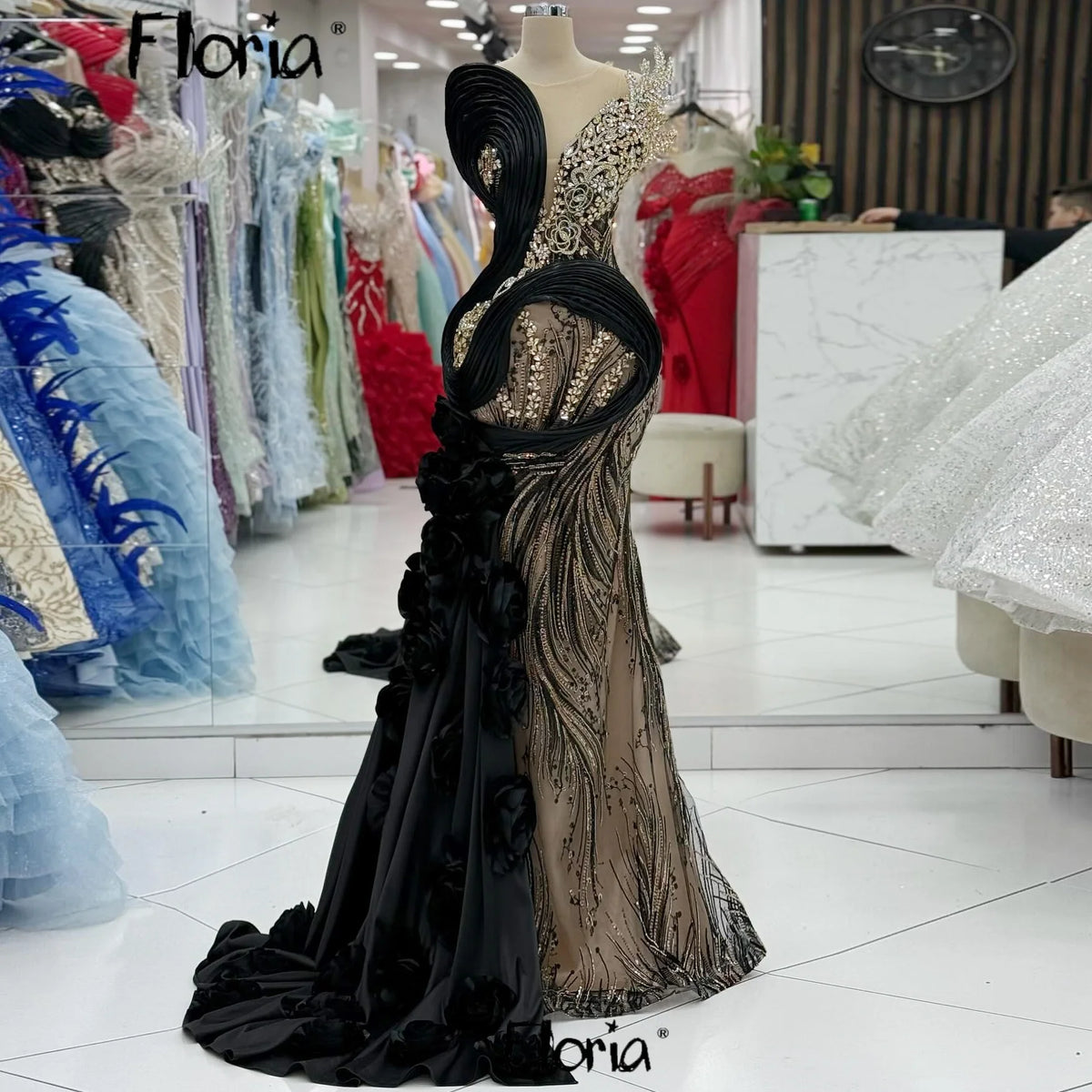 2026 Golden Brown Prom Dress Flowers Embroidery Mermaid Beading Second Reception Gowns Customized Women's Wedding Guest Gowns