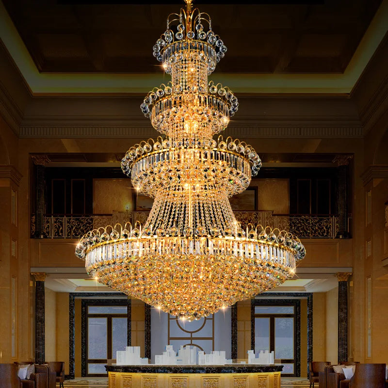 Luxury Crystal Chandeliers Villa Loft Living Room Decorate Lighting Chandelier Ceiling Lights Hotel Pendant Light Indoor Fixture