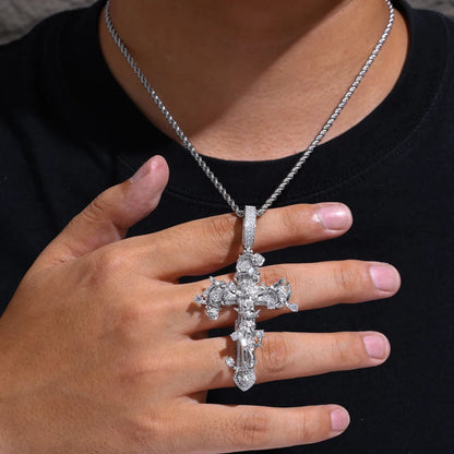 Original Design Iced Out Cross Necklace 925 Sterling Silver Moissanite Thorns Jesus Pendant 2025 Hip Hop Jewelry For Man Women