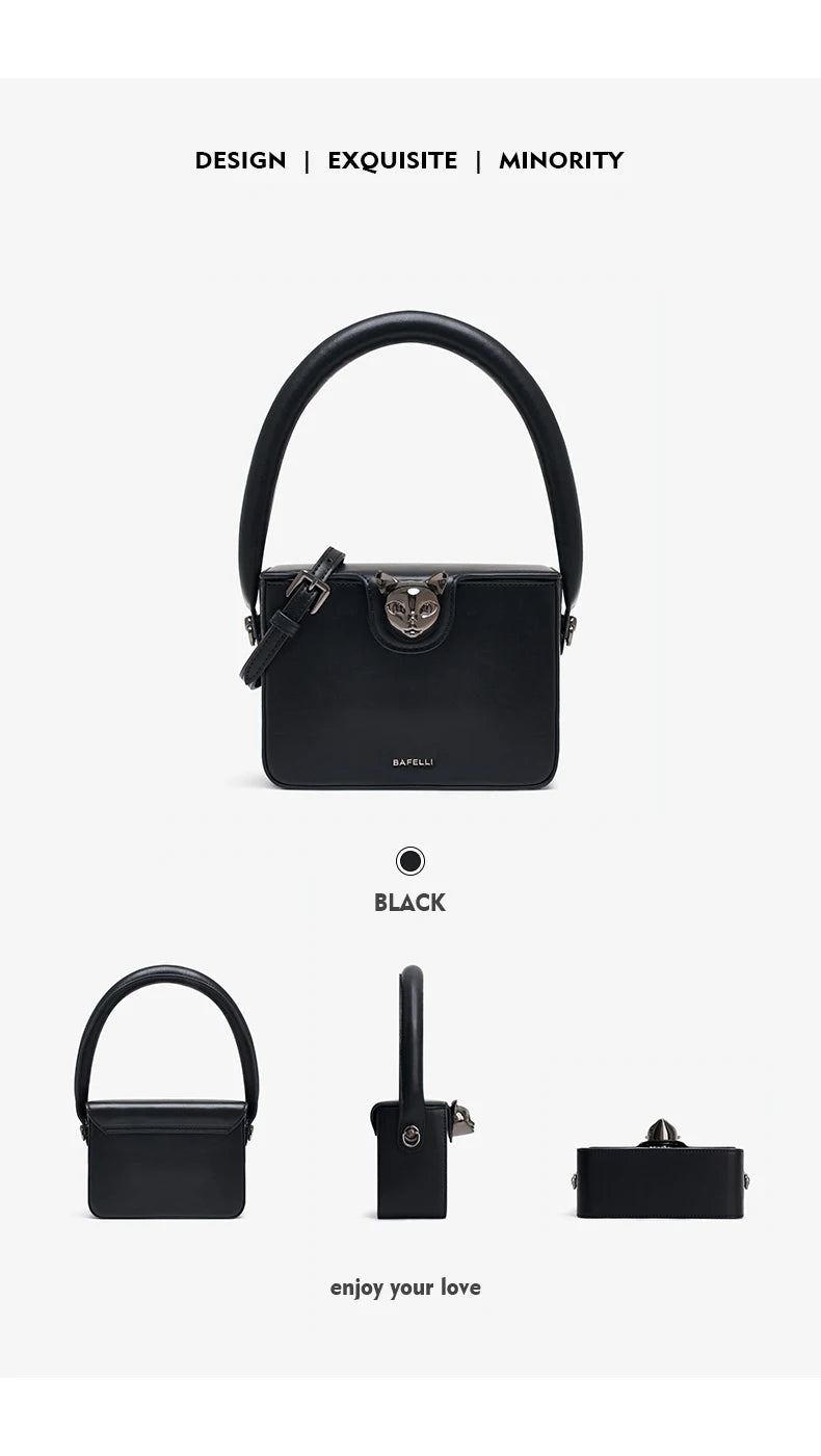 BAFELLI 2026 BAGS FOR WOMEN'S HANDBAG FASHION TREND BOXY LUXURY DESIGNER BRAND GENUINE LEATHER ORIGINAL FLAP PURSE EVENING CAT