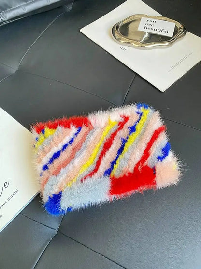 Mink Fur Scarf Fashion Neck Warmer For Women Warm Double-Sided Knitted Elastic Fur Headband Thick Warm Lady Fur Ring scarves