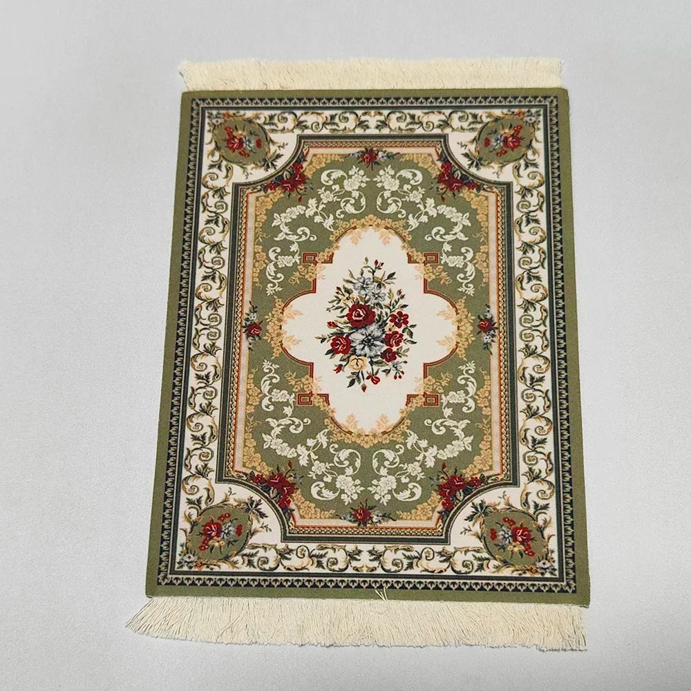 Woven flower Persian carpet small coaster wholesale merchants cheap mouse pad desk mat retro style rubber non-slip computer mats