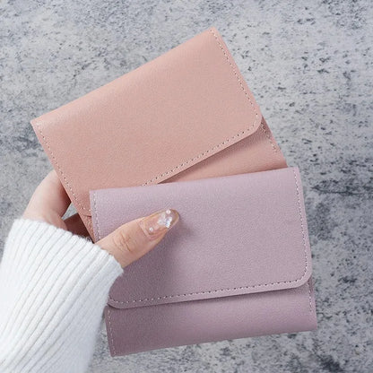 Trendy Short Women's Wallet Ultra Thin Triple Fold Smooth Surface Multi-Functional Card Bag Student Ticket Clip