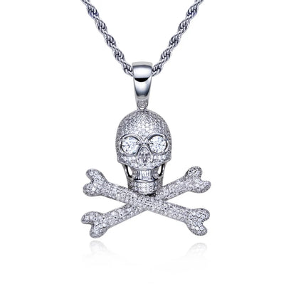 MossanRappr 3.35cttw Moissanite Skull Pendant Iced out Hip Hop Necklace 925 Sterling Silver D Color Fashion Jewelry Gift for Men