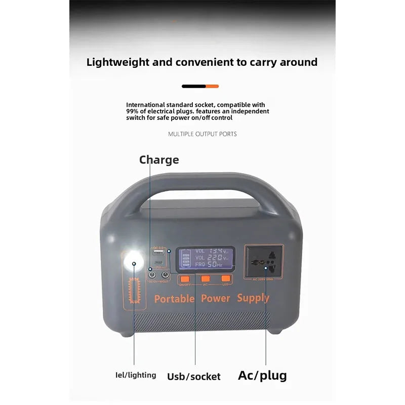 500W portable power station, solar generator 220V 384Wh 30Ah large capacity mobile power supply LiFePO4 emergency power supply