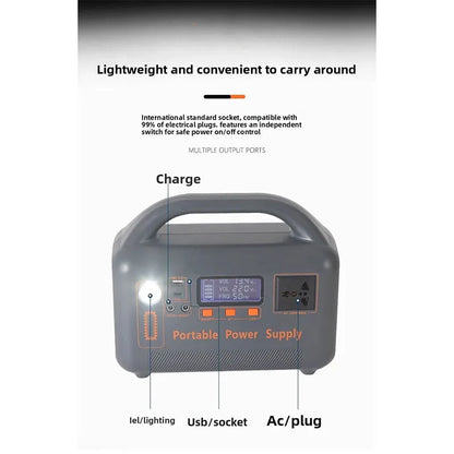 500W portable power station, solar generator 220V 384Wh 30Ah large capacity mobile power supply LiFePO4 emergency power supply