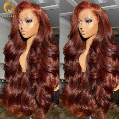 Reddish Brown 13x4 Body Wave Lace Frontal Wigs Human Hair 13x6 Hd Lace Frontal Wigs Human Hair Wigs Pre Plucked 4x4 Closure Wig