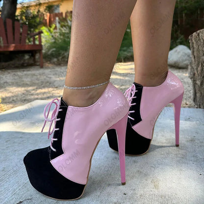 Olomm Handmade Women Pumps Sexy Stiletto Heels Round Toe Pretty Pink Party Shoes Ladies US Plus Size 5-20