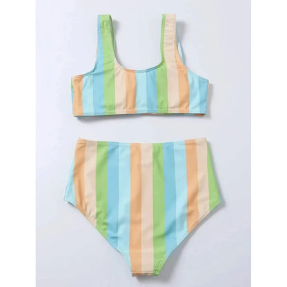 High Waist Bikini Women Swimsuit Push Up Swimwear Woman 2026 Sexy Striped Bikinis Sets Female Bandeau Bathing Suits Beach Wear