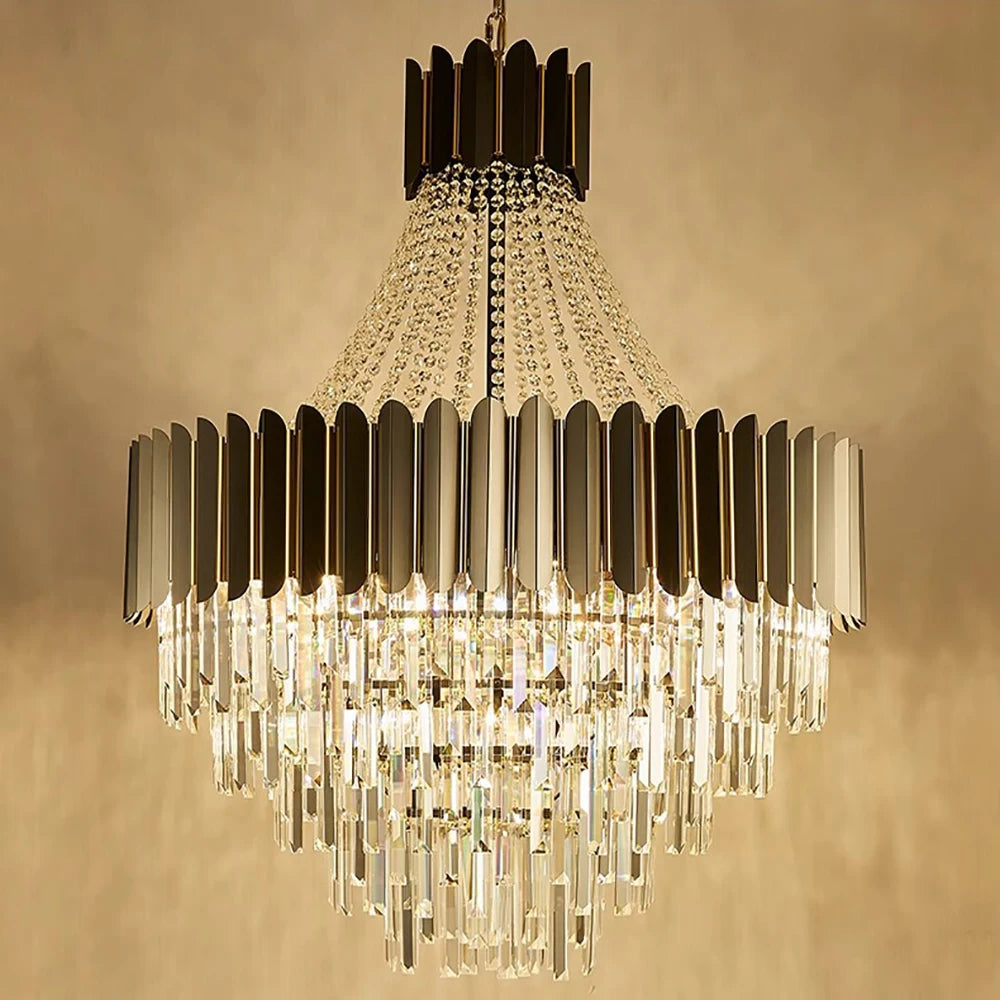 Home Deco Crystal Collection LED Black Gold Chandelier Lighting Lustre Hanging Lamp Suspension Luminaire Lampen For Dinning Room