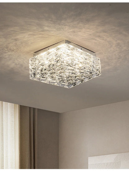 Modern Nordic Luxury Crystal LED Ceiling Light Gold Chrome Flush Mount Lamp for Living Dining Room Bedroom Home Decor Lighting