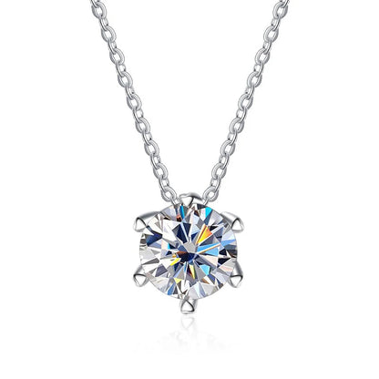 JoyceJelly 1CT VVS D Moissanite Necklace For Women Six Prong Simulated Diamond Pendant 925 Sterling Silver Wedding Fine Jewelry