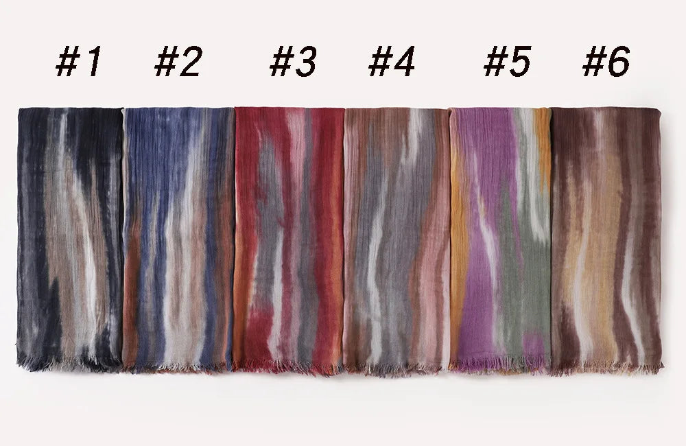 New Fashion Cotton Blend Hijabs Scarf Woman Graduated Color Striped Women Headscarf Retro Versatile Printing Long Shawl