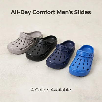 Lightweight Men EVA Slides Solid Color Breathable Hollow Slippers for Travel Beach Daily Home Use