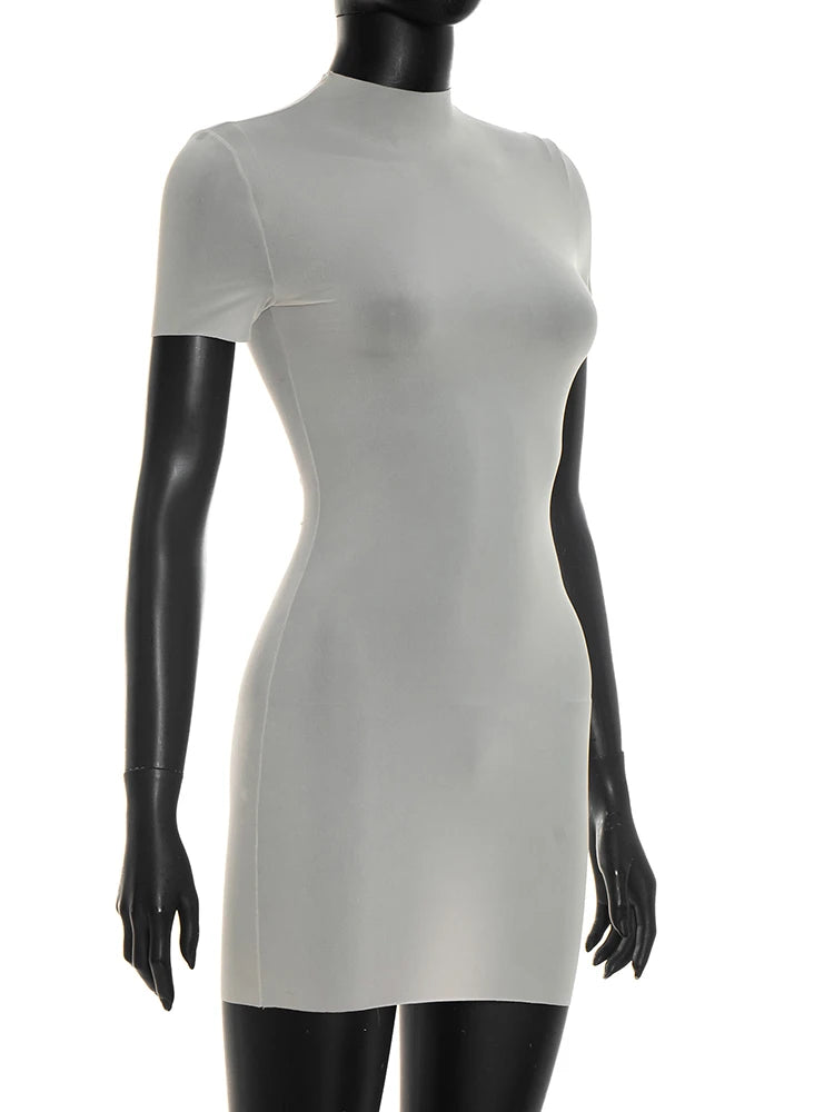 Weird Puss Wild See Through Dress Women Hottie Fashion Short Sleeve Stretch Skinny Coquette Midnight Street Party Club Bodycon