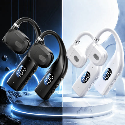 2PCS Bluetooth Ear Hooks Rotatable Earphones LED Digital Display Wireless Sport Headphones Long Battery Life Headset