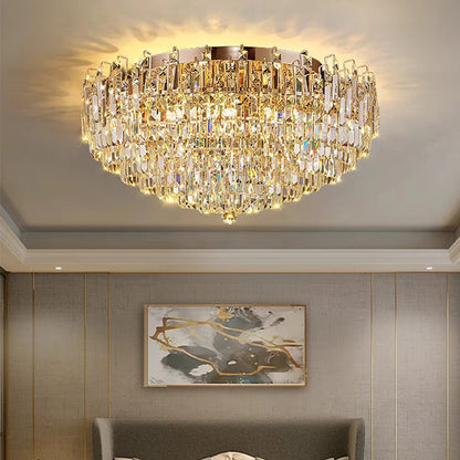 Modern Crystal Pendant Luxury Ceiling Chandelier LED Hanging Lamp for Living Dining Room Bedroom Home Decor Gold Luster Lighting