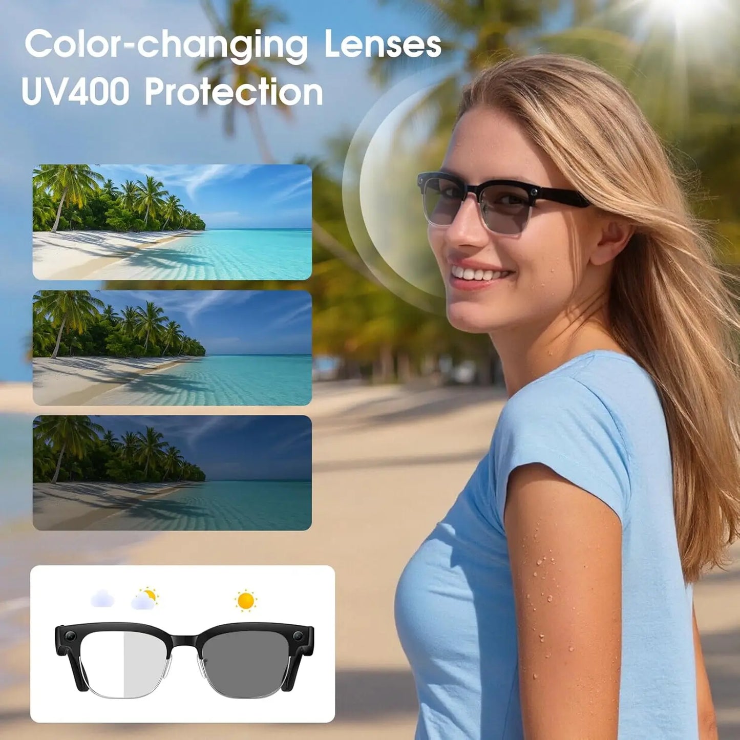 2026 New Men Smart AI Glasses 4K HD 800MP Camera Chat GPT Bluetooth Call Language Translation Wifi Music Player Sunglasses Women