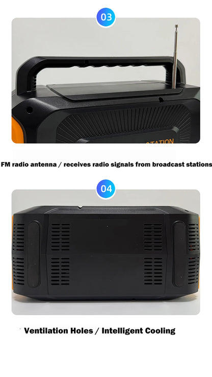 Gaiaray 100W Portable Power Station LiFePO4 Charge Station 76.8Wh Solar Generator With Bluetooth Speaker FM for Camping Travel