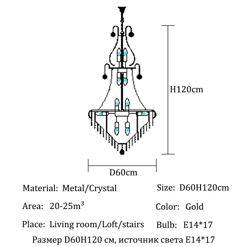 Luxury Crystal Chandeliers Home Decorate Ceiling Chandelier Lustre Duplex Loft Pendant Lights for Living Dining Room Żyrandol