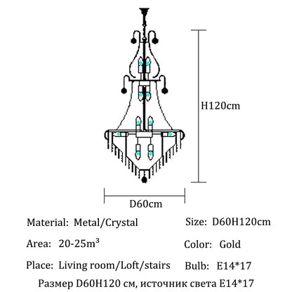 Luxury Crystal Chandeliers Home Decorate Ceiling Chandelier Lustre Duplex Loft Pendant Lights for Living Dining Room Żyrandol
