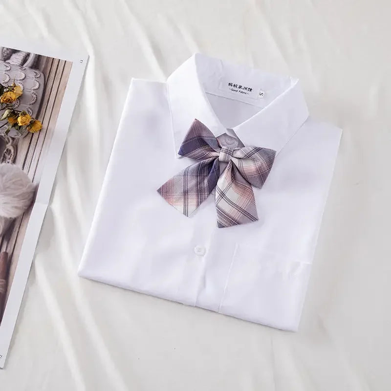 New Hot 2025 XS-3XL Women's Summer V Neck Long Sleeve Slim Casual White Shirt Tops Blouses For JK School Uniform Student Clothes
