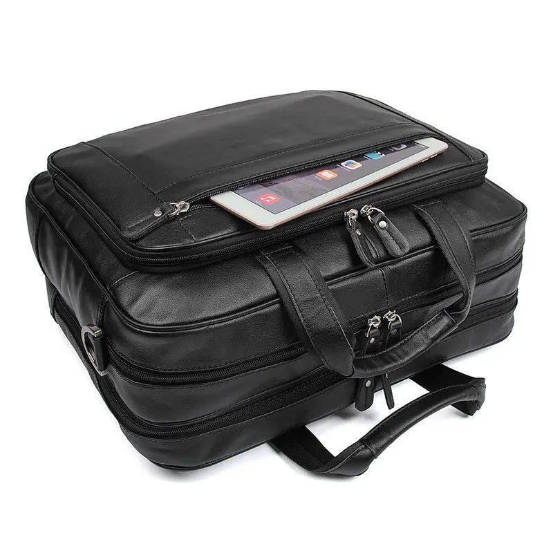 High Quality Genuine Leather Men Briefcase Business bag Crazy Horse Leather Large 17"inch Laptop Bag male Portfolio Office Case
