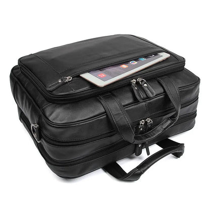High Quality Genuine Leather Men Briefcase Business bag Crazy Horse Leather Large 17"inch Laptop Bag male Portfolio Office Case