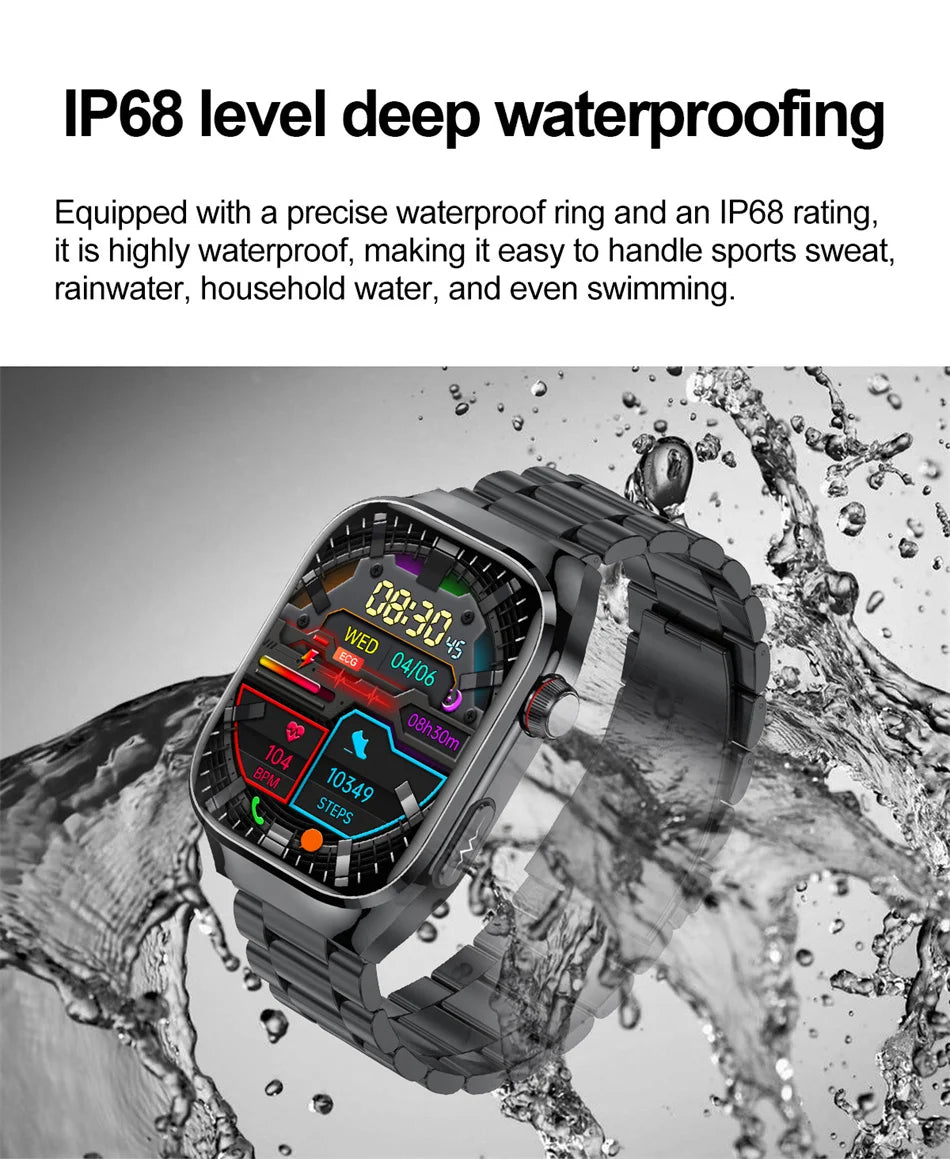 TK16 Smart Watch Men 2.04 Inch Amoled Bluetooth Call AI Voice ECG Health Monitoring SOS Sports Fitness Tracker Women Smartwatch