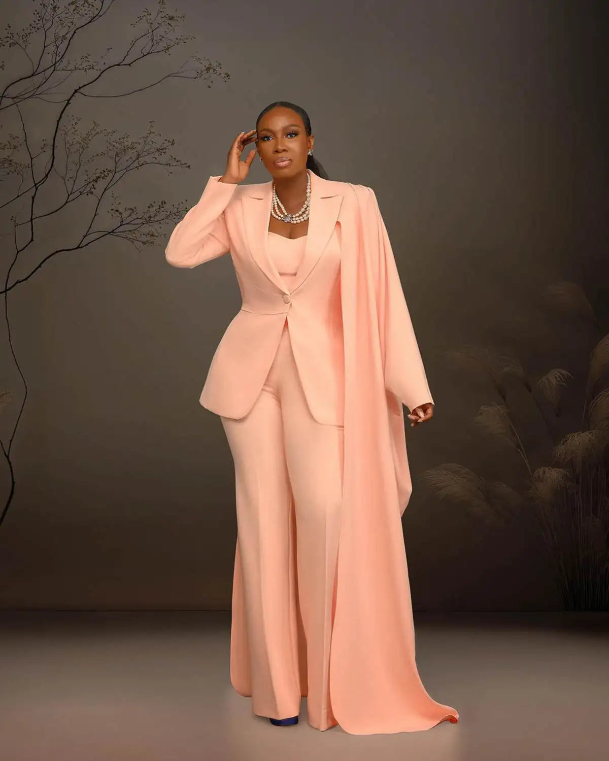 Modern One Button Women Jacket Outfits 2 Pieces Elegant Full Sleeve Blazer Wide Legs Pants Custom Made Party Dresses