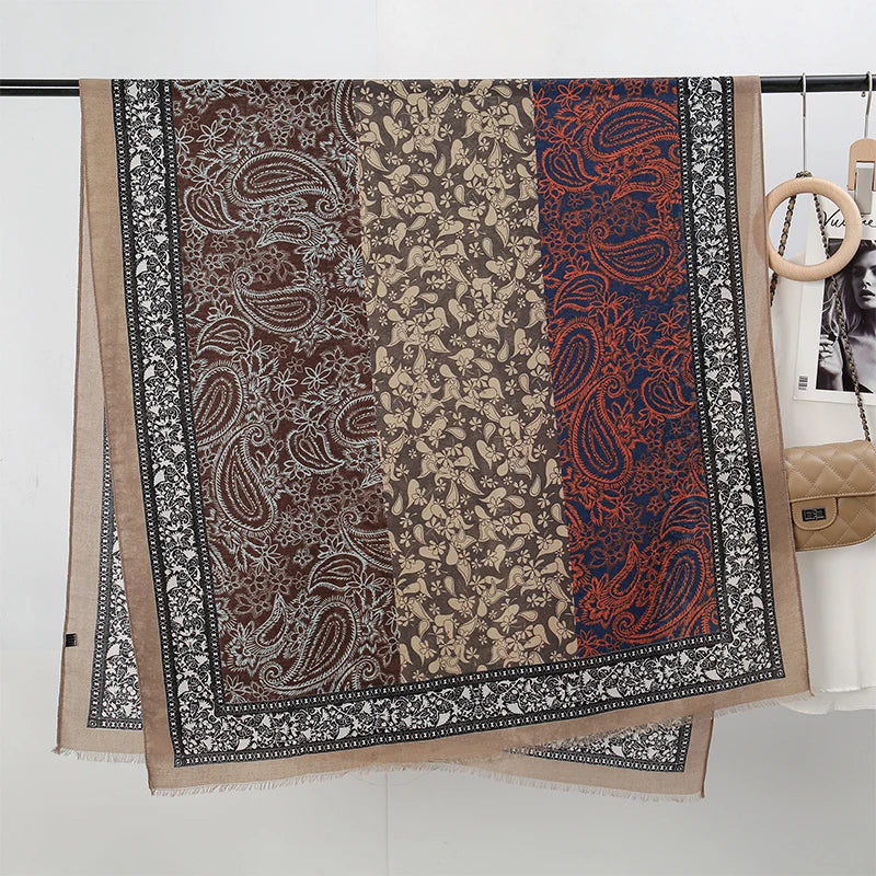 New Paisley Cotton Pashmina Shawl Lady Wrap Warm Winter Scarves Autumn Design Print Female Foulard Beach Stoles Luxury Scarf