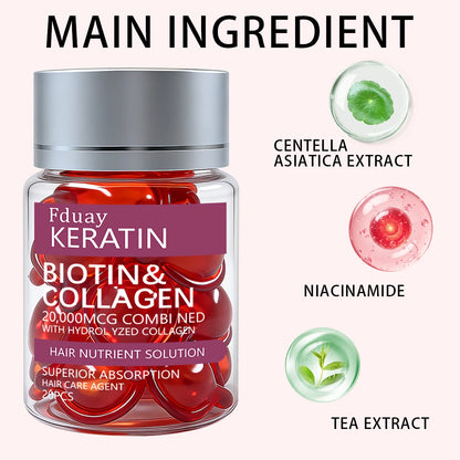 Biotin and collagen hair care essence, containing jojoba seed oil, thick hair essential oil, softening, hair loss smoothing, hai
