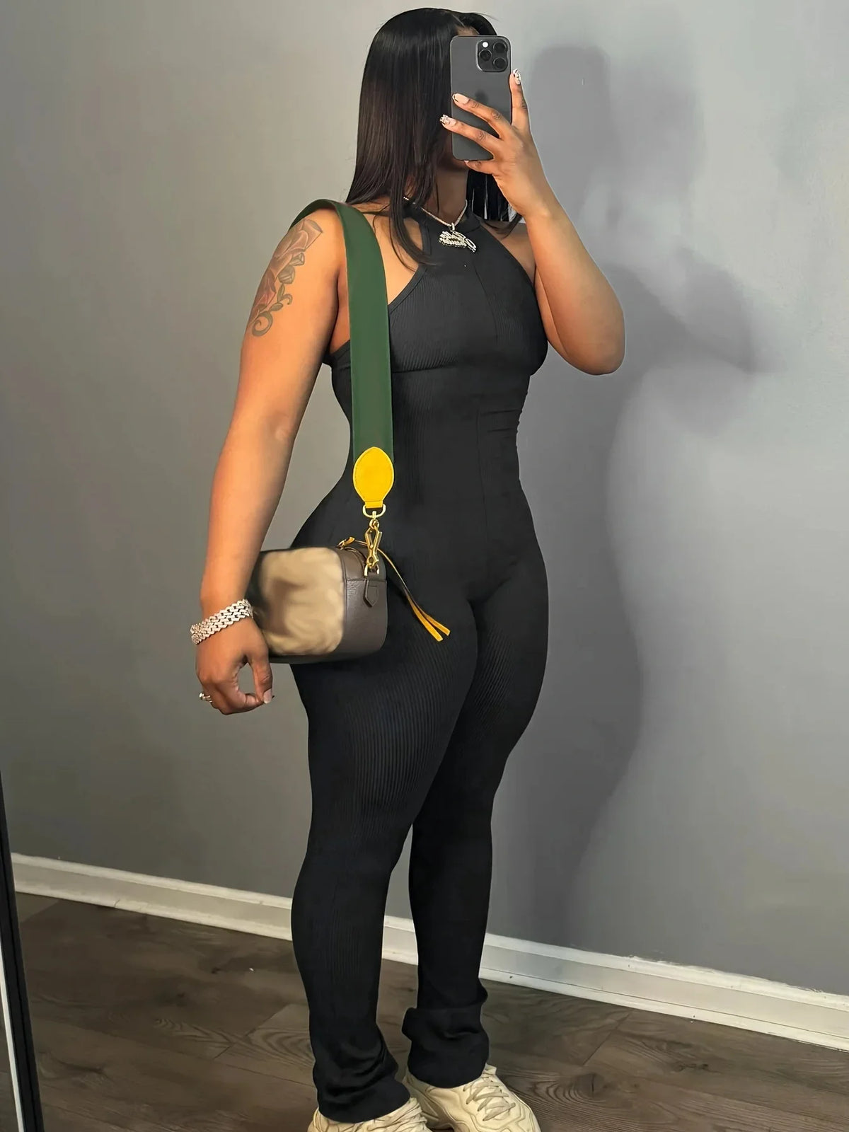 FAGADOER Casual Solid Bodycon Sporty One Pieces Jumpsuits Women Halter Sleeveless Backless Slim Playsuits Female Stacked Overall