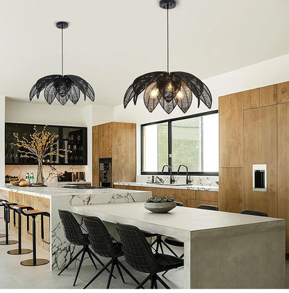 Nordic American Retro Rattan Chandelier Home Decor Living Dining Room Pendant Lights Bedroom B&B Restaurant Hanging Lamp Fixture