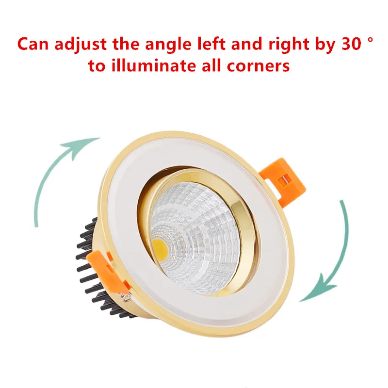 Gold Electroplating Ultra-High Quality Recessed LED Downlights Dimmable 7W9W12W15W COB Ceiling Spotlights AC90~260V For Home Use
