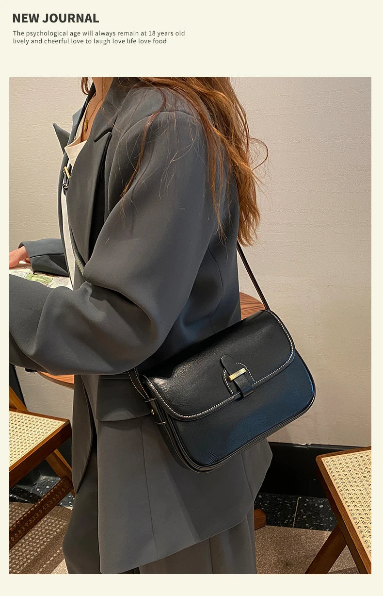 Female Cowhide Luxury Designer Handbags Women's Natural Cow Leather Shoulder Bag Ladies Fashion Small Square Crossbody Bags New
