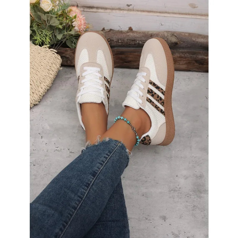 2026 Women Spring Sneakers Brand Classical Outdoor Casual Shoes Luxury Designer Leopard Print Comfort  Flat Shoes