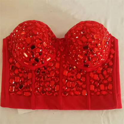 Quality Pearl Tank Tops Rhinestone Women Crop Top Club Clothes Streetwear Y2K Corset Woman Shaper Camis Fashion Feamale Clothing