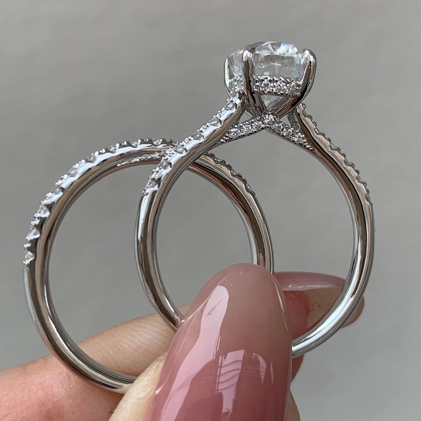 Newshe Moissanite Bridal Rings Set for Women D Color VVS1 Radian Oval Cut Engagement Ring 925 Sterling Silver Luxury Jewelry