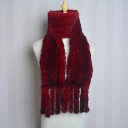 New Arrives Women Real Mink Fur Scarf Lady Fashion Knitted Genuine Mink Fur Scarves Winter Warm Natural Fur Muffle
