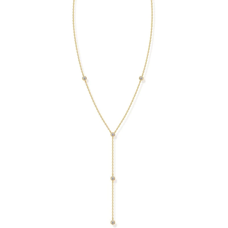 Rrjzz Moissanite Pendant Necklace D Color VVS1 GRA Certified Y-Shaped Necklace Chain for Women 14k Gold Plated/Silver Jewelry