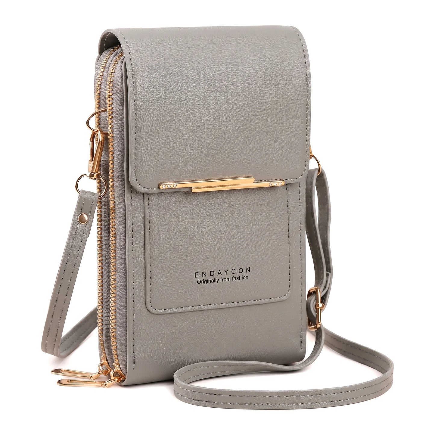 RFID Blocking Touch Screen Cell Phone Bag Women Mini PU Leather Lightweight Card Holder Crossbody Shoulder Bag Adjustable Strap