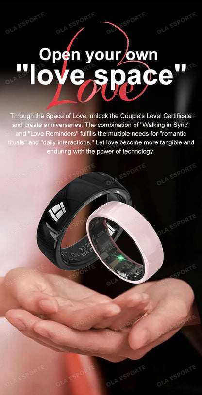 2026 New Hot Couple Smart Ring with Charging Case Heart Rate Sleep Health Monitor Pedometer Fashion Ceramic Ring For Android IOS