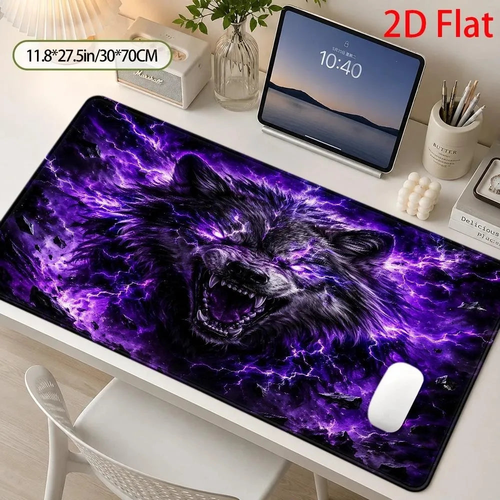 Wild Purple Lightning Wolf Mouse Pad, Mythical Fantasy Game Mouse Pad, Dark Gothic Design Style tapis de souris pc accessories