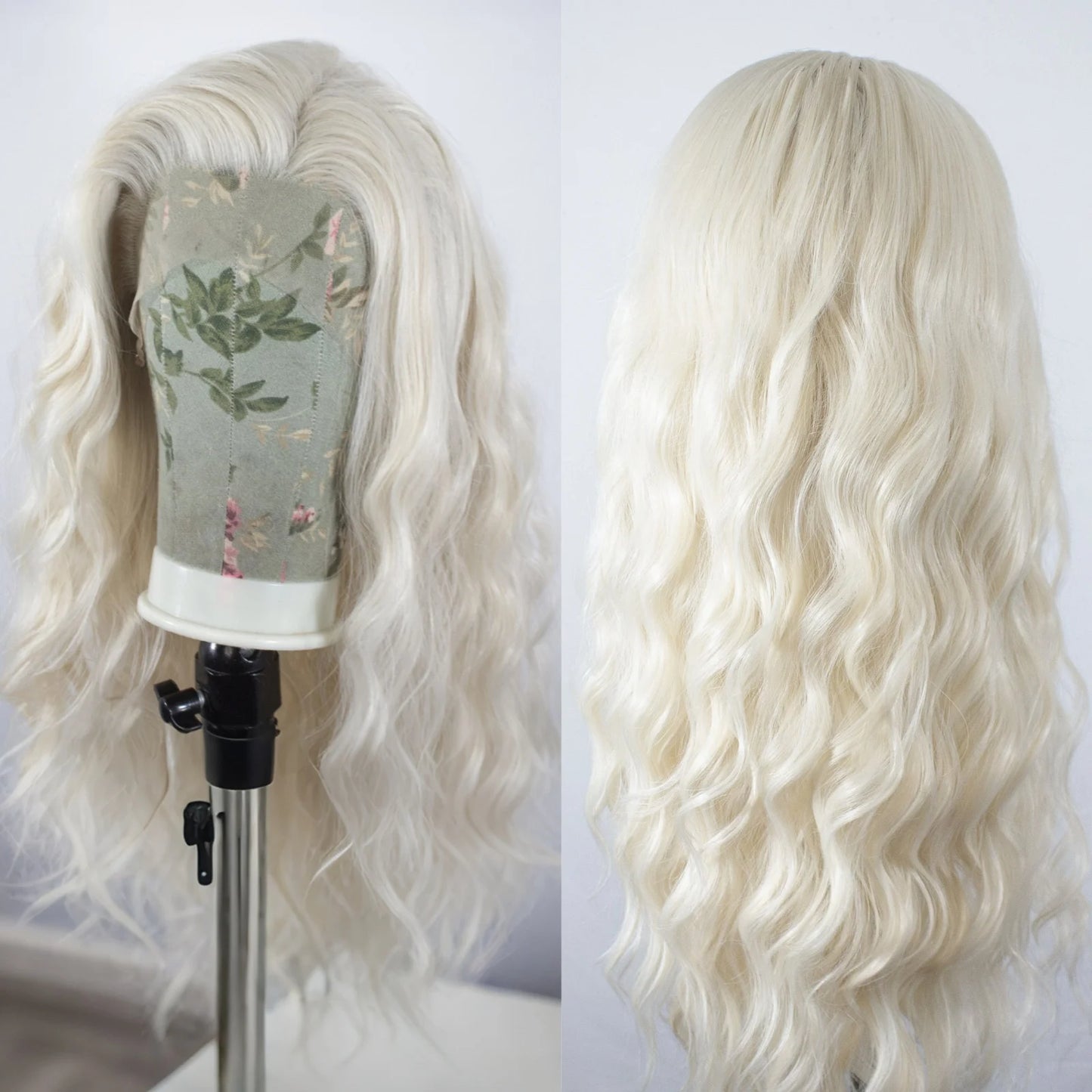 Honey Blonde Long Wavy Synthetic Lace Front Wig for Women Free Part Loose Curly Hair Heat Resistant Fiber Wigs for Daily Party