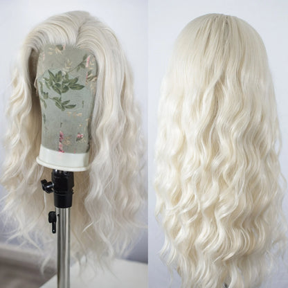 Honey Blonde Long Wavy Synthetic Lace Front Wig for Women Free Part Loose Curly Hair Heat Resistant Fiber Wigs for Daily Party
