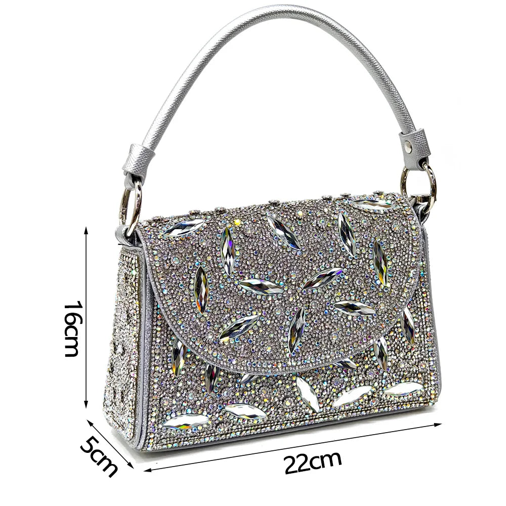 Elegant Women's Nigerian Fashion Pointed-Toe Party Shoe and Bag Set Rhinestone Luxurious Rhinestone Pumps for Special Occasions