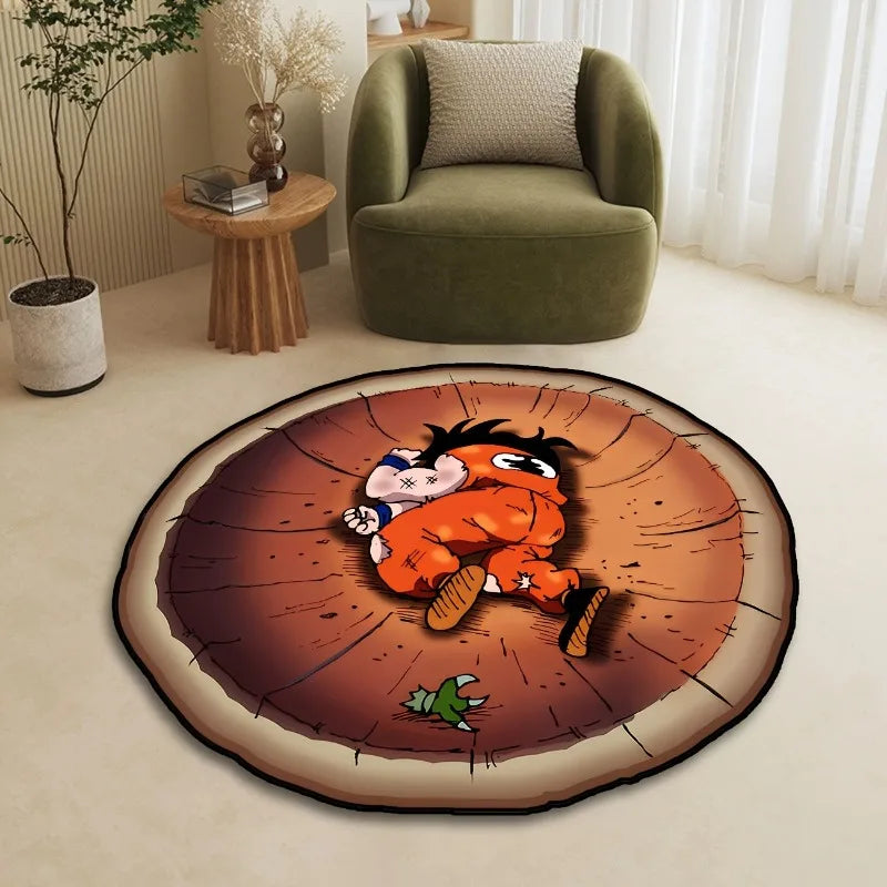 Cartoon Anime Character Round Rug Unique Creative Bedroom Bedside Floor Mat Living Room Carpet Home Decoration Game Room Rugs
