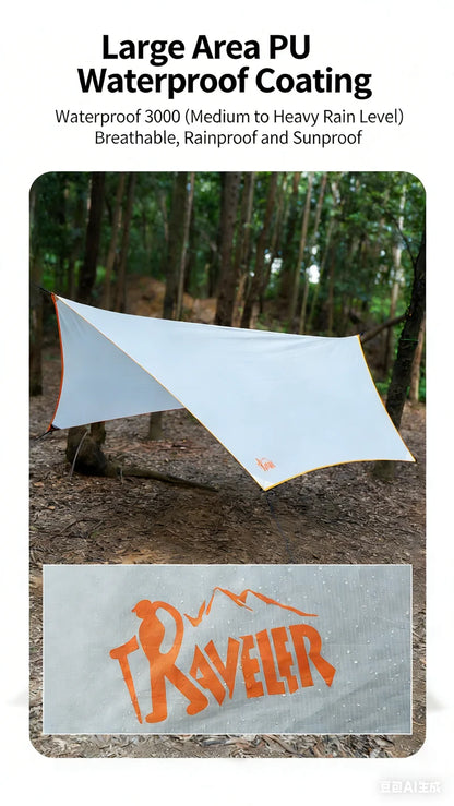 TRAVELER Bushcraft Quick-Deploy Hammock with Mosquito Net, Integrated Ridgeline & Anti-Roll Design for Wilderness Camping