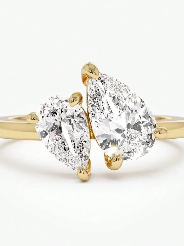 925 Sterling Silver Simplicity Classic Zircon Water Drop Ring For Women Engagement Wedding Luxury High Quality Fine Jewelry